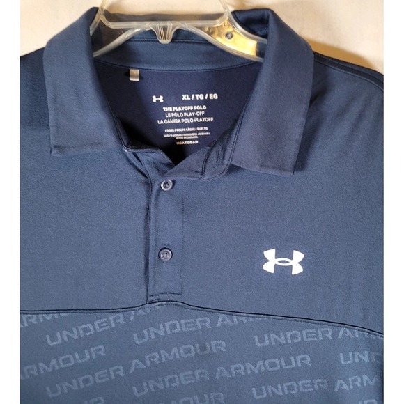 Under Armour Heat Gear Polo Mens Size XL Blue Loose The Playoff Polo Lite - Picture 2 of 9